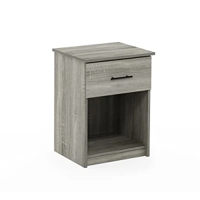 Immagine di Furinno Tidur Comodino con Maniglia Un Cassetto, Legno ingegnerizzato, Rovere Francese Grigio, Confezione da 1