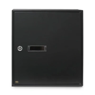 Immagine di Amig Cassetta postale delle lettere per interni Da posizionare su pareti, pareti o porte Acciaio Colore: Nero Misure: 40x36x10 cm Bocca: 5 x 31,5