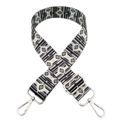 Immagine di Cinghia Tracolla per Borsa Donna Regolabile, Tracolle Ricambio Colorata Larga 3.8cm con Moschettoni Argento Crossbody Borsetta Accessori, Nero a Righe, P8