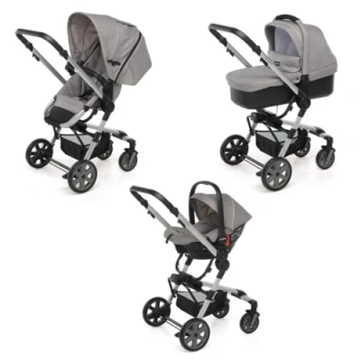 Immagine di Foppapedretti Trio Supertres I Size, Sistema Modulare Combinato per Bambini, Navicella Passeggino e Seggiolino auto Maniglione Poggiagambe Regolabili, conforme ECE R129, Desert
