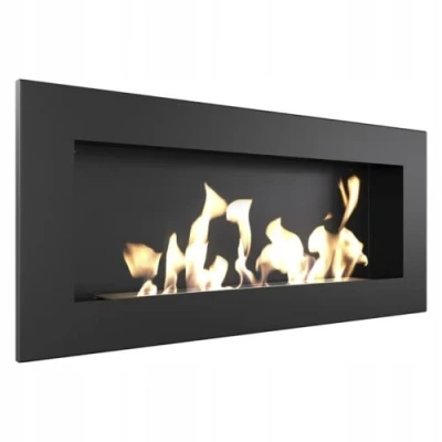 Immagine di KRATKI Caminetto da parete A bioetanolo Delta design sottile senza vetro 90 x 40 10,3 cm (L P) volume serbatoio 400 ml lunghezza linea di fuoco 50 combustibile etanolo.
