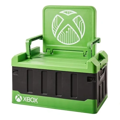 Immagine di Numskull Xbox 2 in 1 Scatola per giocattoli e sedia pieghevole, organizer accessori da gioco con coperchio maniglie camere familiari, merchandising ufficiale Microsoft
