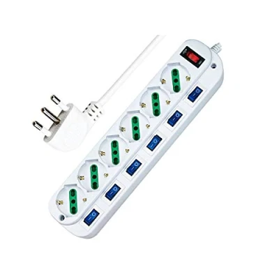 Immagine di Extrastar Multipresa ciabatta elettrica 6 Posti 10/16A Bipasso Schuko 250V Max:2500W con interruttori indipendenti 1,5MT