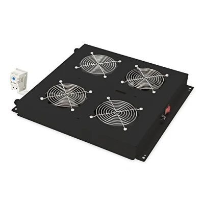 Immagine di Digitus DN 19 FAN 2 B N pollici x Ventola per armadio rack 1 U Installazione fissa, con interruttore Adatto profondità armadio: da 600 mm Nero (RAL