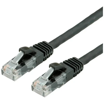 Immagine di Value 21.99.1085 RJ45 cavo di rete, patch CAT 6 U/UTP 10.00 m Nero non schermato, Privo alogeni, Ritardante fiamma 1 pz.