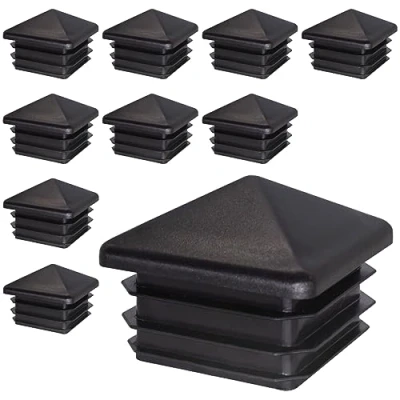 Immagine di SKIR&#039;CO tappi quadrati in plastica, 40 x mm, terminali per tubi, pali di recinzione, inserti tubi quadrati, colore nero RAL 9005, 10 pezzi