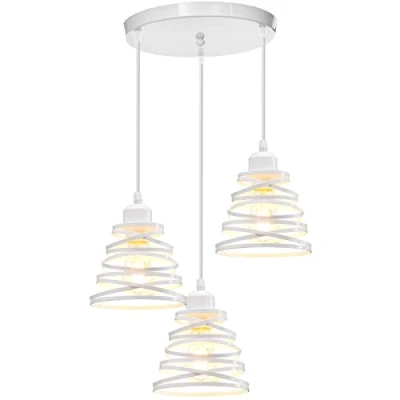 Immagine di iDEGU 3 Luci lampadario a Sospenosione Moderno Lampada da Soffitto Creativo Design Fasce Intrecciate E27 Sospensione Vintage per Camera Letto Soggiorno Cucina (15cm, Bianco, Piatto)