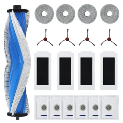 Immagine di 19 pezzi per ECOVACS DEEBOT T30 Omni/ PRO Omni, 1 spazzola principale in gomma, 4 filtri, spazzole laterali, tergicristalli, 6 sacchetti la polvere OMNI