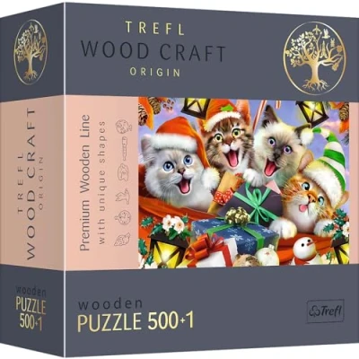 Immagine di Trefl 500+1 Pezzi, Wood Craft, Forme Irregolari, 50 Figure Natalizie, Moderno di qualità, Fai da Te, Divertimento per Bambini dai 12 Anni in su Puzzle, Colore Gattini Natale, 20172