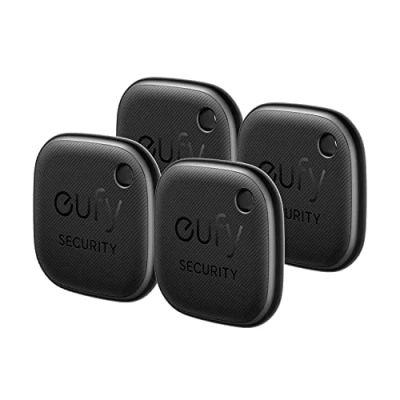 Immagine di eufy Security SmartTrack Link (nero, confezione da 4) Key Finder compatibile con Apple Find My (iOS) Bluetooth Tracker per auricolari e localizzatore di bagagli
