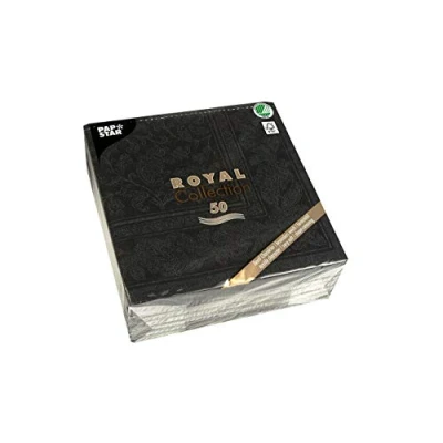 Immagine di PAPSTAR Royal Collection Tovaglioli piegati a 1/4, 40 x cm, colore: nero, confezione da 50