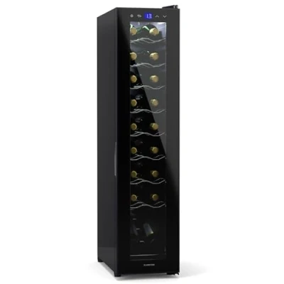 Immagine di Klarstein Cantinetta Vino Refrigerata a Zona Singola per Interno/Esterni, Frigo Bar, Cantina con Porta in Vetro, Mini Silenzioso, Frigorifero Piccolo Touch Control, 5 18C, 18 Bottiglie