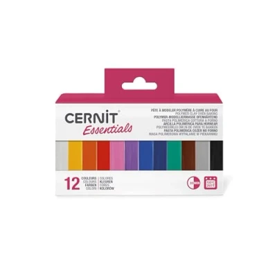 Immagine di Clairefontaine Cernit CEASS001C Un assortimento di 12 panini pasta 25 g, polimerica assortimenti colori basici, gamma numero one, modellazione, fai da te per adulti