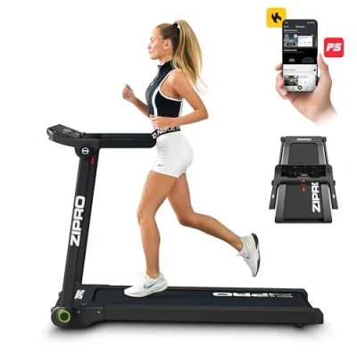 Immagine di Zipro Tapis Roulant Elettrico Pieghevole Salvaspazio Pacto, Velocità 1 16 km/h, Display LED, Altoparlante, Bluetooth e Motore da 1,75 CV, Walking Pad fino a 130 kg, 12+3 Programmi d&#039;Allenamento