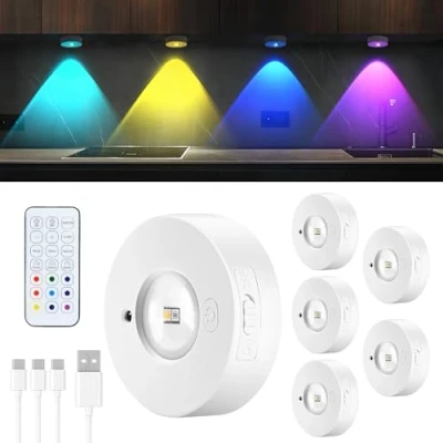 Immagine di Banaone Illuminazione a LED senza fili, Luce Vetrina RGB Ricaricabile USB con Touch e Telecomando, Funzione Temporizzazione, Luci Colorate per Guardaroba Libreria Scaffale (6)