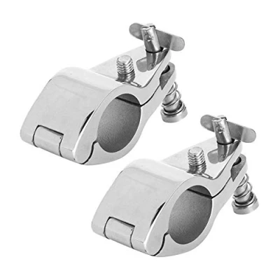 Immagine di Bimini Boot Fittings Top Adatto Per 2Pcs Boat Hinged Upper Jaw Slide 316 Stainless Steel Marine Hardware Tip Style Hinge Rail Mount(22Mm)