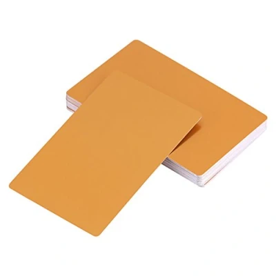 Immagine di 50 pz in metallo biglietti da visita bianco inciso lega di alluminio spessore per il cliente fai te carte 5 colori (opzionale)(Giallo)