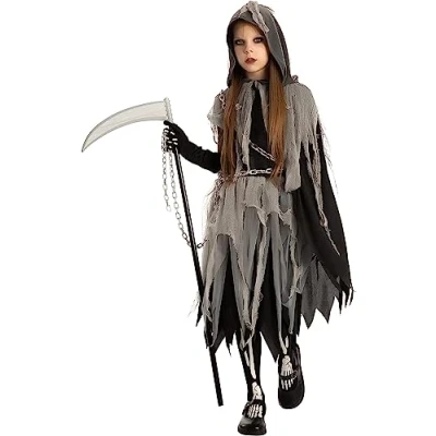 Immagine di Spooktacular Creations Grim Reaper Girl Costume Glow in The Dark for Halloween (X Large (13 15 yrs))