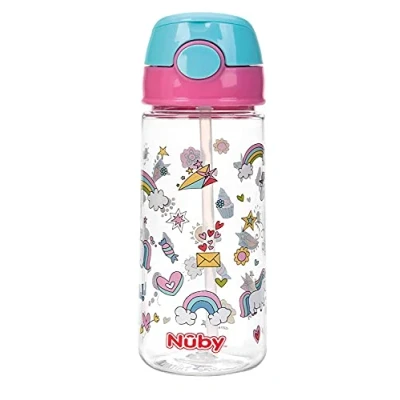 Immagine di Nuby Tazza in Tritan con cannuccia morbida e pulsante 540 ml 4 anni +, rosa