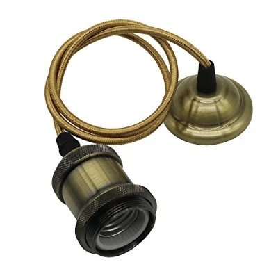 Immagine di E27 Edison Lampada da soffitto a sospensione Portalampada Rame Vintage Retro Antique con cavo 1 metri (bronzo)