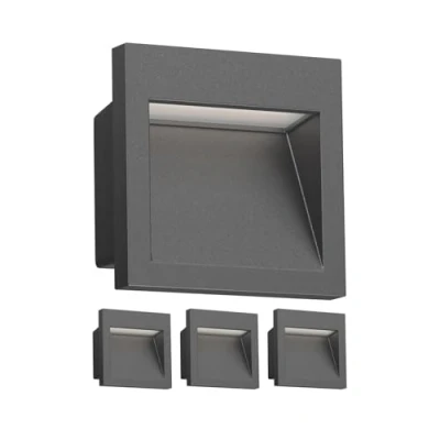 Immagine di ledscom.de 4 LED applique da incasso NOLA, downlight per esterni, IP54, antracite opaco, 90 x mm, bianco caldo