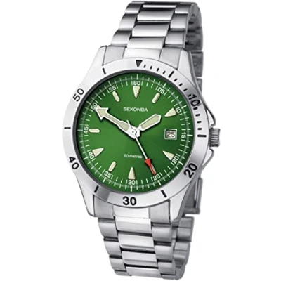 Immagine di Sekonda Orologio analogico al quarzo da uomo con quadrante verde e bracciale in acciaio inossidabile argentato 1931