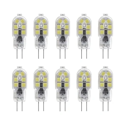 Immagine di WULUN Lampadina LED G4, 2 W, 200 lumen, AC 220 240 V, equivalente a 20 luce Bianco freddo 6000 K, angolo di diffusione 360 gradi, non dimmerabile, 10 pezzi