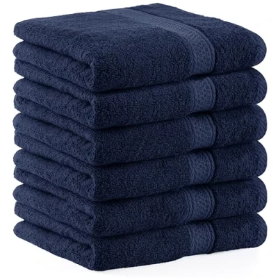 Immagine di Utopia Towels Set di 6 (50 x 100 cm), Asciugamani Mani, Per Le Altamente Assorbenti Con Gancio, 100% Cotone (Blue Marino)