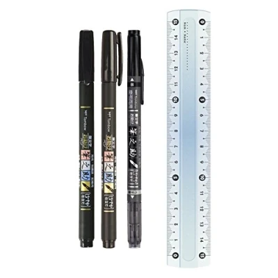 Immagine di Tombow WS TBS Penna pennarello Fudenosuke, due punte morbide, colore: nero/grigio