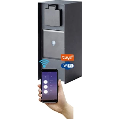 Immagine di BOLD 10426 Presa di corrente da giardino 3 scomparti Antracite senza cavo, con interruttore, timer, controllata App, programmabile