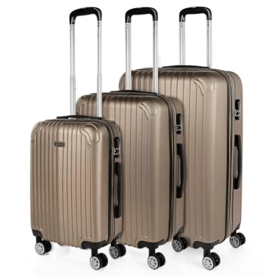 Immagine di ITACA Set Valigie Rigide Offerte. Valigia Grande Rigida, Media Rigida e Bagaglio a Mano. di con Lucchetto Combinazione TSA T71500, Champagne