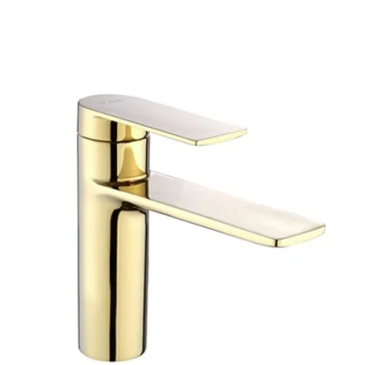 Immagine di Rea STORM GOLD RUBINETTO LAVABO BASSO Miscelatore da bagno in ottone monocomando caldo e freddo regolabile (Oro chiaro)