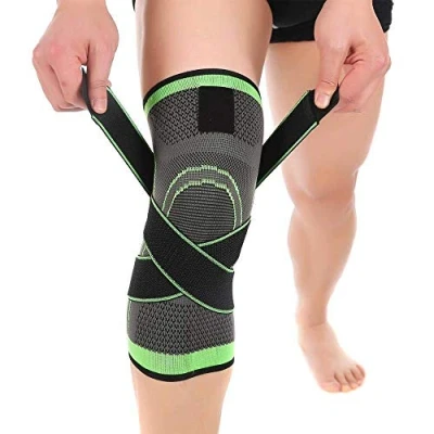 Immagine di Amasawa Tutore per Ginocchio, a Compressione Antiscivolo Fascia con Pressione Regolabile e Strap Running, Sport, Misto Rotula Sollievo dal Dolore