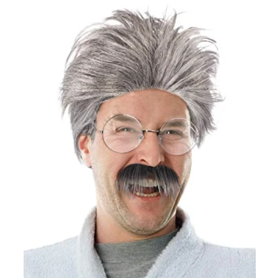 Immagine di BALINCO Set con parrucca grigia da nonno + baffi occhiali rotondi Travestimento Accessorio per costume di Carnevale