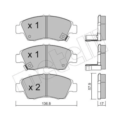 Immagine di METELLI 22 0175 0 Kit pastiglie freno con segnalatore acustico usura HONDA: CIVIC 6 Hatchback, V Fastback