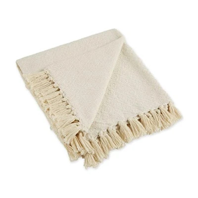 Immagine di DII Rustic Farmhouse Cotone Diamante Coperta con Frange per Poltrona, Divano, Picnic, Campeggio, Spiaggia, e l&#039; Uso Quotidiano, 127 x 152,4 cm Campi di Minerale Natural