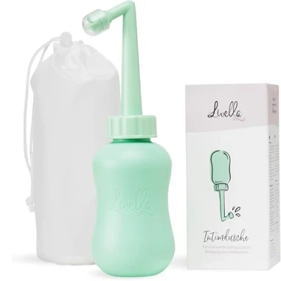 Immagine di Spruzzatore portatile per bidet Livella, sviluppato in Germania, una delicata igiene intima e un maggior comfort post partum, da viaggio ideale, doccetta lavaggio perineale anale