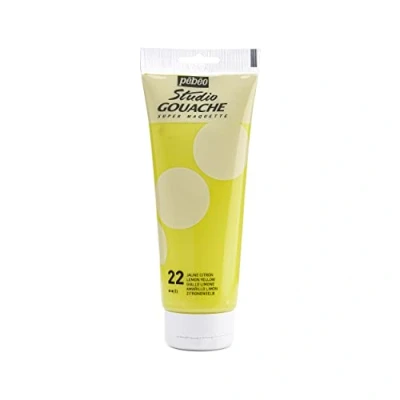 Immagine di Pébéo Studio Gouache 220 ml Pittura Professionale, Colore a Guazzo, Tempere per Paint dai Colori Opachi e Pigmentati Giallo Limone