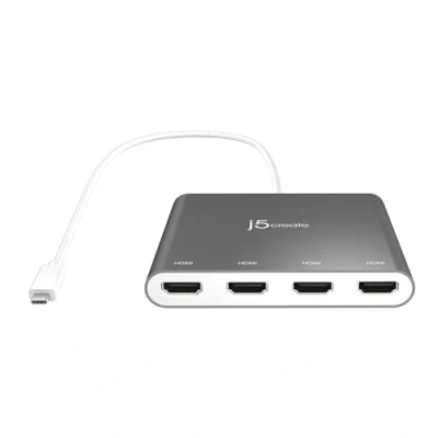 Immagine di j5create Adattatore hub HDMI da USB C a 4 porte Splitter multi monitor Supporta display 1080p 60Hz Compatibile con MacBook Type e Windows (JCA366)