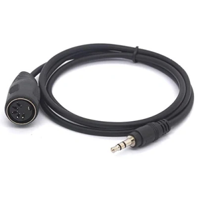 Immagine di Tomost Cavo MIDI DIN da 3,5 mm, 5 pin, spina femmina a pin jack stereo TRS maschio convertitore per tastiera IK Multimedia (1 metro)