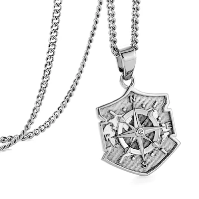 Immagine di murtoo collana da uomo, con ciondolo a bussola per argento e oro, piastrine uomo donna, in Acciaio inox, regalo 50 cm, inossidabile