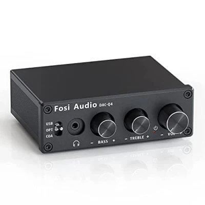Immagine di Fosi Audio Q4 DAC Amplificatore per Cuffie, Mini USB C Hi Res 32bit/768kHz, con Uscita 3,5MM Cuffie/RCA, Ingresso Ottico/Coassiale/USB Type C, Cuffie PC/Home Theatre