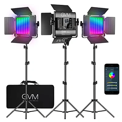 Immagine di GVM luce Video a LED con treppiede, 800D RGB, LED, controllo app, CRI97, 3200 K 5600 K, fotografia per studio, YouTube Streaming, fotocamera