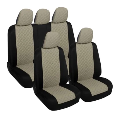 Immagine di Susy Shop Coprisedili Auto Universali, Anteriori e Posteriori, Compatibilità Universale Montaggio Semplice (A23 Set Completo, Beige)