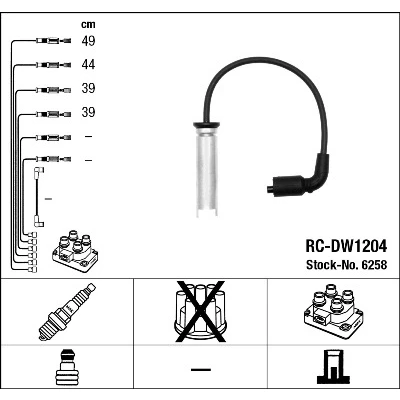 Immagine di NGK 6258 Kit Cavi Accensione 4 DAEWOO: Tacuma