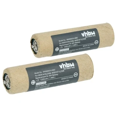 Immagine di vhbw 2x batteria compatibile con Panasonic ER1510, ER1511, ER1512, ER154, ER160 rasoio elettrico (1200mAh, 1,2V, NiMH)