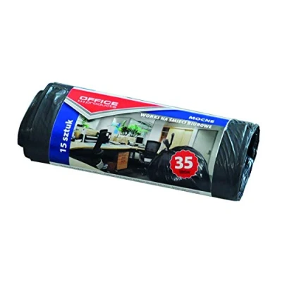 Immagine di Office Products 22021218 05 Sacchetti per la Spazzatura da 35 l / 15 Pezzi/in LDPE Resistente agli Strappi, rifiuti Domestici, Colore: Nero, Spessore della Pellicola: 18 μm