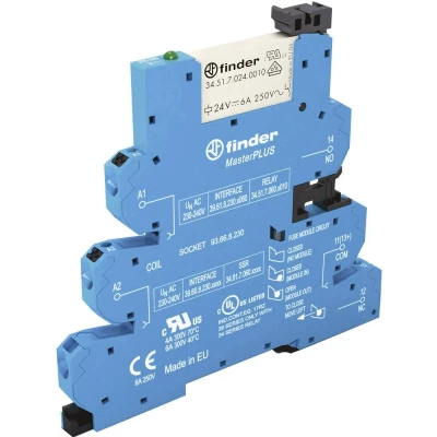 Immagine di Finder 39.61.0.240.0060 Relè di accoppiamento 240 V/DC, V/AC 6 A 1 scambio pz.