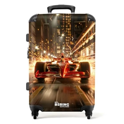 Immagine di NoBoringSuitcases.com Valigia Bambini, Grande, Trolley Bambino, Per Con TSA, Trolley, Grande 23 kg (67 cm 72 L), (Auto di Formula 1 Rosso)