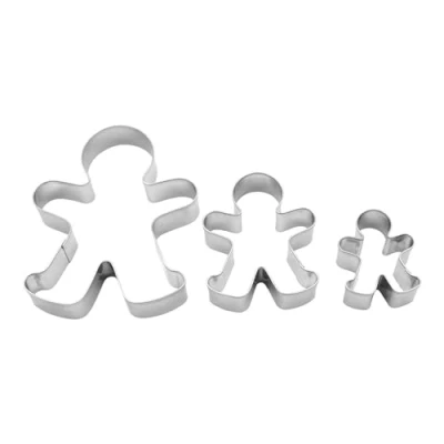 Immagine di BekkiB Set di 3 formine per biscotti &quot;Pan zenzero&quot; in diverse misure Tagliapasta acciaio inox, lavabile lavastoviglie 923